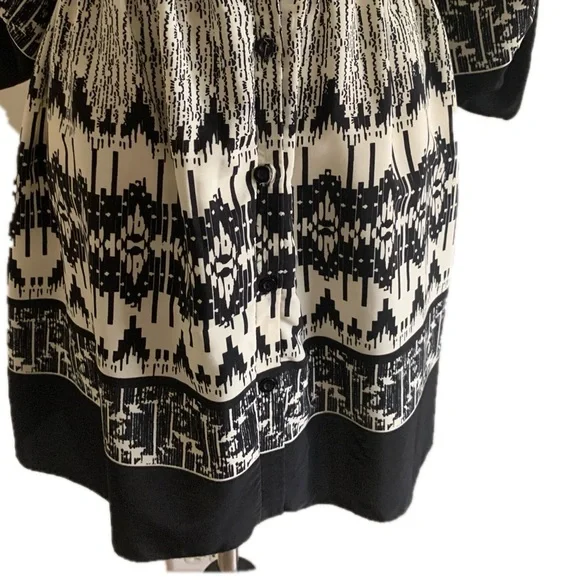 Charming Charlie Black Cream Button Down Midi Dress Size Small Wednesday Addams - Picture 12 of 16